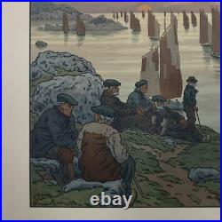 Lithographie par Henri Rivière Au Vent de Noroît Les Vieux A5476