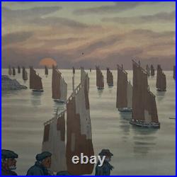 Lithographie par Henri Rivière Au Vent de Noroît Les Vieux A5476