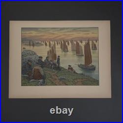 Lithographie par Henri Rivière Au Vent de Noroît Les Vieux A5824
