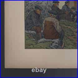 Lithographie par Henri Rivière Au Vent de Noroît Les Vieux A5824