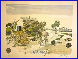 Lithographie signée Yves Brayer, Cabane gardiane, de 1973, numérotée