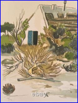 Lithographie signée Yves Brayer, Cabane gardiane, de 1973, numérotée