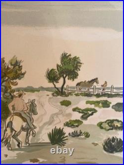 Lithographie signée Yves Brayer, Cabane gardiane, de 1973, numérotée