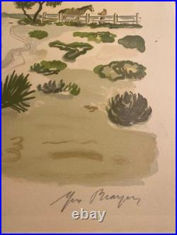 Lithographie signée Yves Brayer, Cabane gardiane, de 1973, numérotée