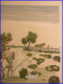 Lithographie signée Yves Brayer, Cabane gardiane, de 1973, numérotée