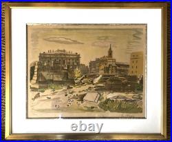 Lithographie signée Yves Brayer, Poussière du temps, numérotée, encadré/verre