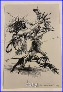 Lithographie signée avec livre de Vladimir Velickovic Homme et chien (1983)