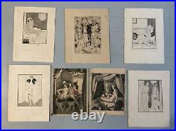 Lot 7 Gravures Erotique Gravure Lithographie 1930 Femme Nu Nue Art À Identifier