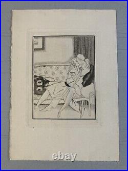 Lot 7 Gravures Erotique Gravure Lithographie 1930 Femme Nu Nue Art À Identifier