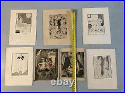 Lot 7 Gravures Erotique Gravure Lithographie 1930 Femme Nu Nue Art À Identifier
