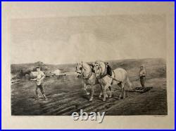 Lot De 6 Gravures Chevaux De Traits Mouton Lithographie XXe A Identifier
