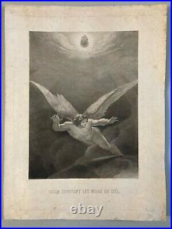 Lot De 9 Gravures Gravure Lithographie XIXE Satan Diable Religion Bible Ancien