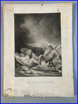 Lot De 9 Gravures Gravure Lithographie XIXE Satan Diable Religion Bible Ancien