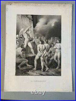 Lot De 9 Gravures Gravure Lithographie XIXE Satan Diable Religion Bible Ancien