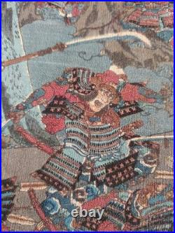 Lot Estampes Japonaise Ancienne sur Crêpe Samouraïs Utagawa Kunihisa II 1850