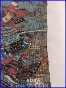 Lot Estampes Japonaise Ancienne sur Crêpe Samouraïs Utagawa Kunihisa II 1850