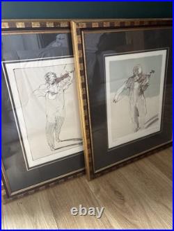 Lots De 2 Lithographies Numérotées Signées Claude Weisbuch Les Violonistes