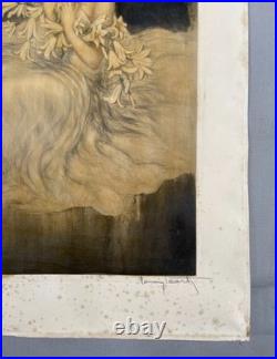 Louis ICART, La femme aux lys, lithographie signée
