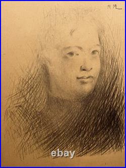 MARC MOUCLIER Etude Tete Femme LITHOGRAPHIE 1895