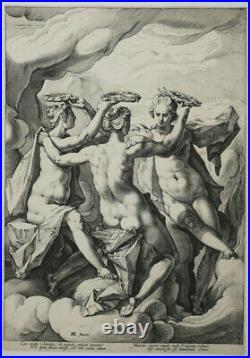 MATHAM Jacob Les trois Grâces. Elève de Heinrich Goltzius. ECOLE DU NORD XVII