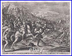 Maarten De Vos / Jode Assyrians Judaïque Armée Bible Gravure sur Cuivre 1580