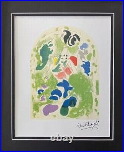 Marc Chagall + 1967 Beau Signée Fenêtre De Issachar Imprimé Mat 11X14