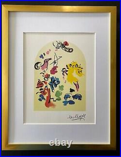 Marc Chagall + 1967 Beau Signée Fenêtre De Joseph Imprimé Mat 11X14 OBO