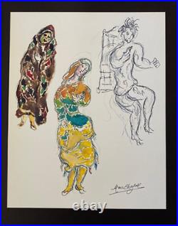 Marc Chagall + 1971 Beau Signée Imprimé De France+Ballet+Encadrée