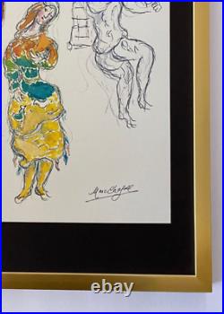Marc Chagall + 1971 Beau Signée Imprimé De France+Ballet+Encadrée