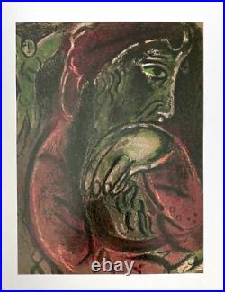 Marc Chagall + 1975 Beau Imprimé De The Bible + Encadré