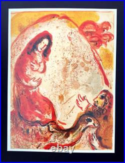 Marc Chagall + 1975 Beau Imprimé De The Bible + Encadrées
