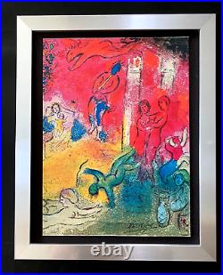 Marc Chagall + 1977 Superbe Signée Vintage Imprimé Cadre+coa +