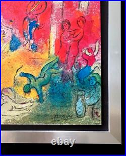 Marc Chagall + 1977 Superbe Signée Vintage Imprimé Cadre+coa +