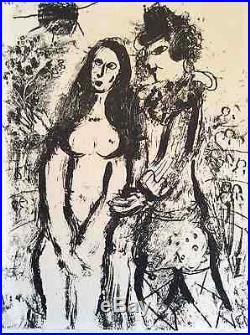 Marc Chagall lithographie original 1963 le clown amoureux superbe