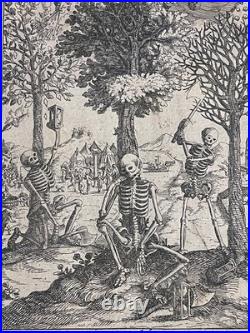 Memento mori gravure XVIIème trois âges de la vie Pierre Rucholle squelettes