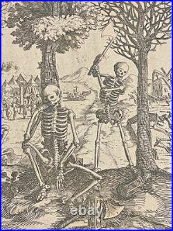 Memento mori gravure XVIIème trois âges de la vie Pierre Rucholle squelettes