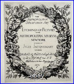 Metropolitan Museum New York JULES JACQUEMART Gravure EAU FORTE Page Titre 1871