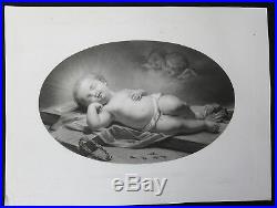 Michel Alfred Chardon (1830-1897) Le sommeil de l'Enfant Jésus gravure ancienne