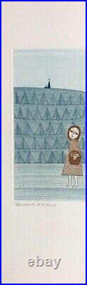 Minami Keiko Petite fille et la colline Gravure Originale, EA, signée, 1980