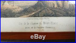 Mont Blanc Lithographie la flechere Chamonix dessin Deroy, lith. Par Müller. 1850