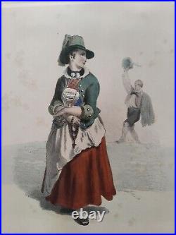 Muttenthaler Lithographie Costume Baviere Lenggries 1840 Allemagne R4401