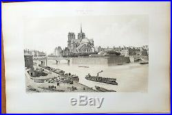 NOTRE DAME DE PARIS en 1881 Hoffbauer Superbe Lithographie 45x30 Publiée 1885