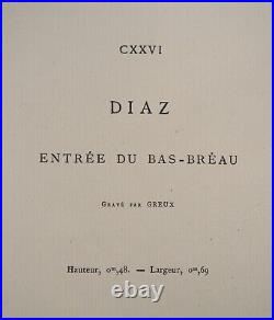 Narcisse DIAZ de la PENA Bas-Bréau, GRAVURE signée, Durand Ruel, 1873