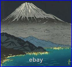 Okada Yuichi Woodcuts P3 Fuji Nuit Vue De Nihondaira Shin-Hanga The First
