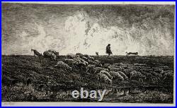 Ondee GRAVURE Eau Forte CHARLES FRANCOIS DAUBIGNY XIX°
