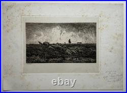Ondee GRAVURE Eau Forte CHARLES FRANCOIS DAUBIGNY XIX°