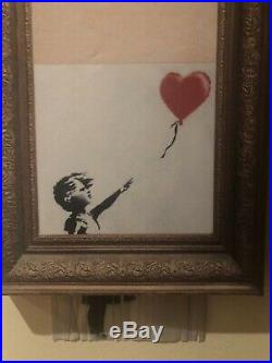 Original Banksy Girl With Balloon Love Is In The Bin Canvas Lithograph Limited