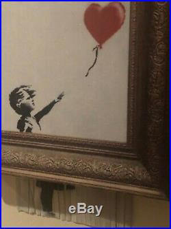 Original Banksy Girl With Balloon Love Is In The Bin Canvas Lithograph Limited