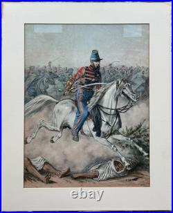Original Lithography Antique F. Bastin Series Galerie militaire