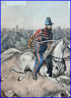 Original Lithography Antique F. Bastin Series Galerie militaire